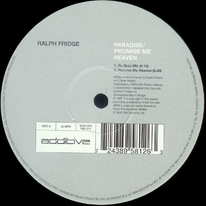 Ralph Fridge : Paradise / Promise Me Heaven (12")
