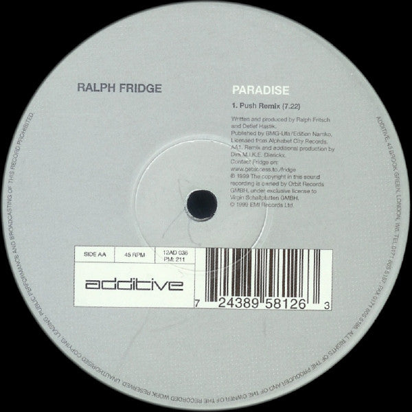 Ralph Fridge : Paradise / Promise Me Heaven (12")