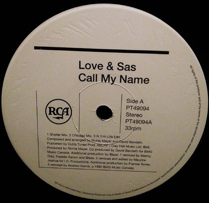 Love & Sas : Call My Name (12")