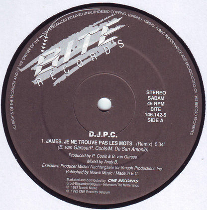 DJPC : James, Je Ne Trouve Pas Les Mots (Remixes) (12", Single)