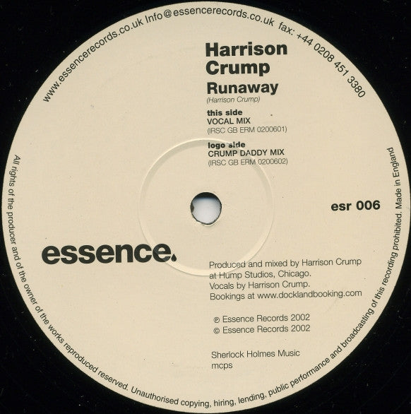 Harrison Crump : Runaway (12")