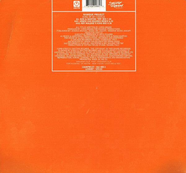 Wamdue Project : King Of My Castle (Roy Malone / Bini & Martini / Armin Van Buuren Mixes) (12", Single)
