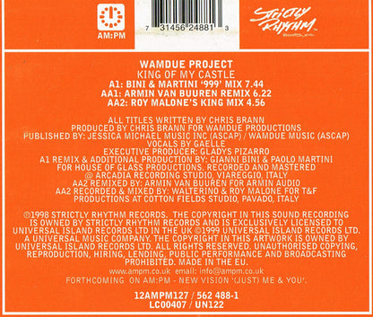 Wamdue Project : King Of My Castle (Roy Malone / Bini & Martini / Armin Van Buuren Mixes) (12", Single)