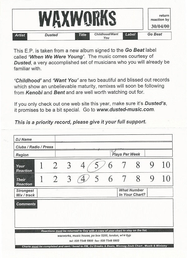 Dusted : Childhood (12", Promo)