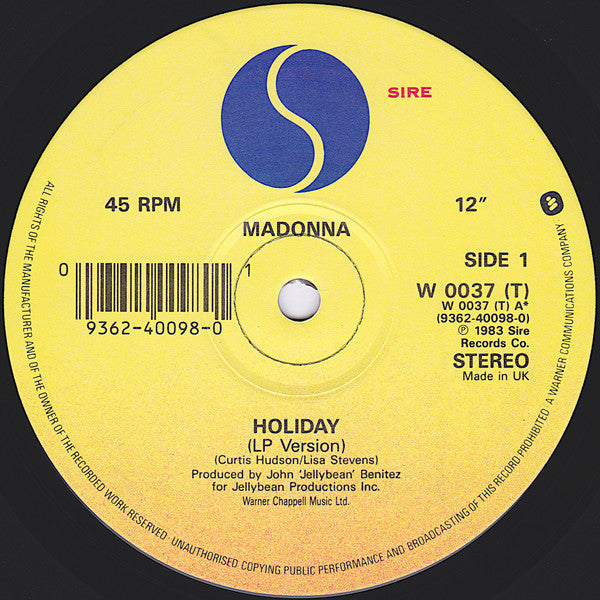 Madonna : Holiday (12", Single)
