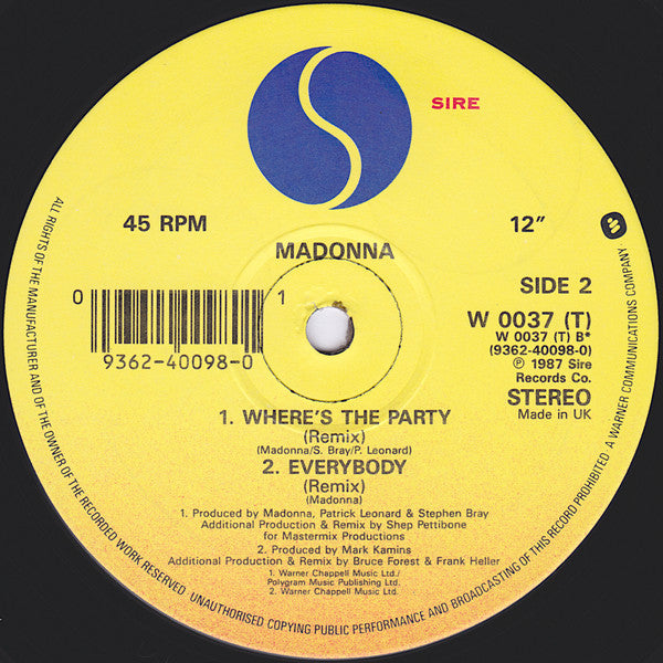 Madonna : Holiday (12", Single)