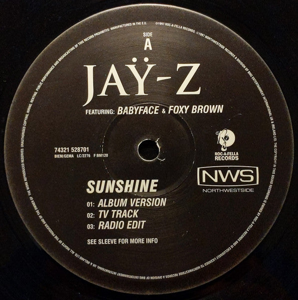 Jaÿ-Z* Featuring: Babyface & Foxy Brown : Sunshine (12")