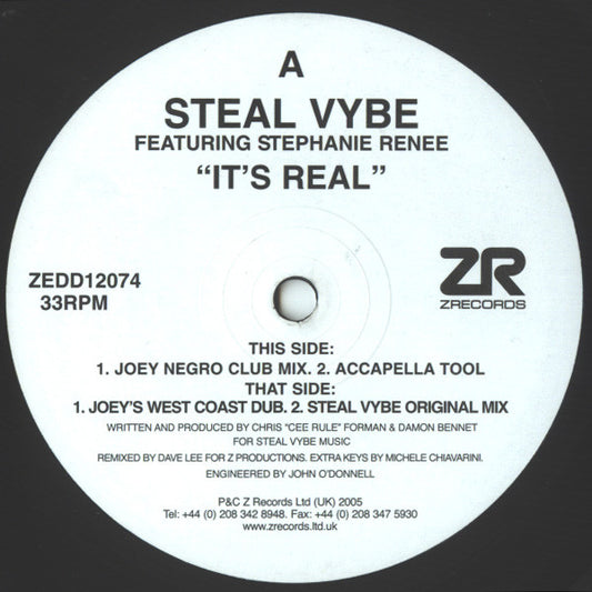 Steal Vybe Featuring Stephanie Renee : It's Real (12")