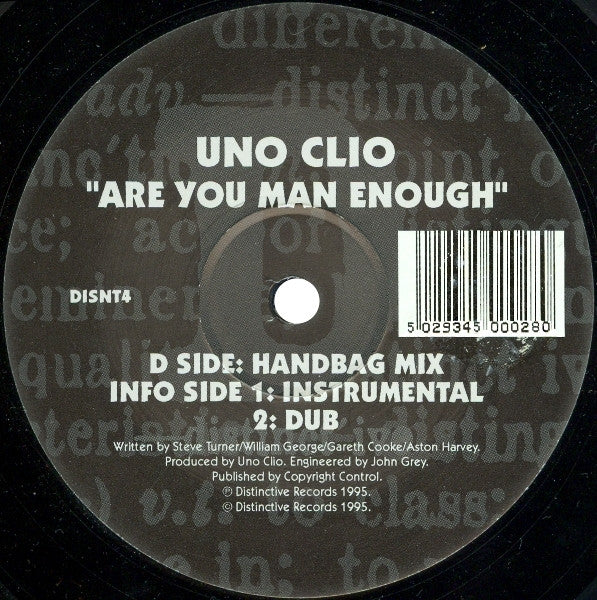 Uno Clio : Are You Man Enough (12")