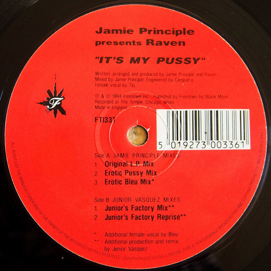 Jamie Principle Presents Raven : It's My Pussy (12")