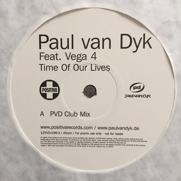Paul van Dyk : Time Of Our Lives / Connected (12", Promo)