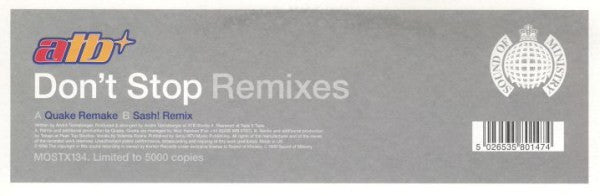 ATB : Don't Stop (Remixes) (12", Ltd)