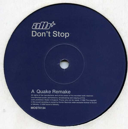 ATB : Don't Stop (Remixes) (12", Ltd)