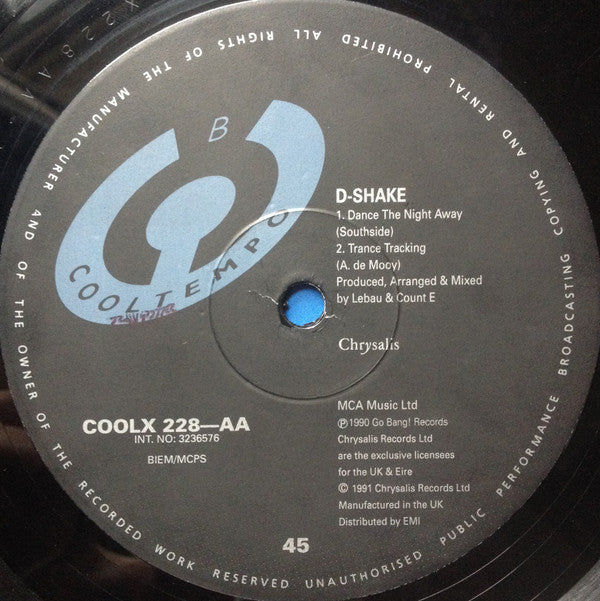 D-Shake : My Heart, The Beat / Dance The Night Away (12")