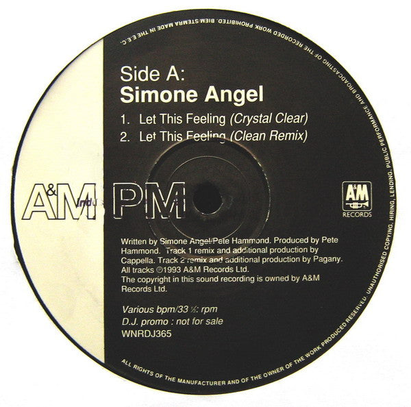 Simone Angel : Let This Feeling (Remixes) (2x12", Promo)