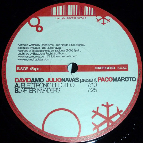 David Amo_Julio Navas* Present Paco Maroto : Electronic Electro (12")