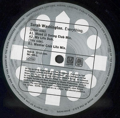 Sarah Washington : Everything (Mood II Swing / Torrales & Mendoza (Mentor) Mixes) (2x12", Ltd)