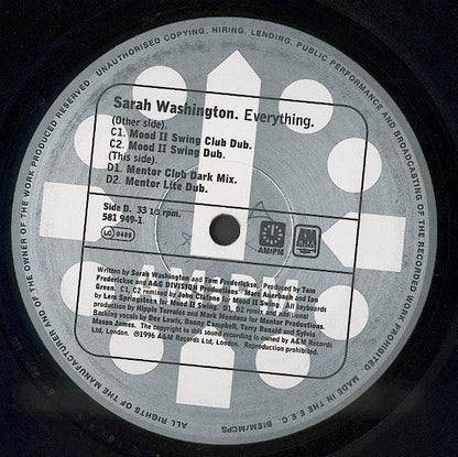 Sarah Washington : Everything (Mood II Swing / Torrales & Mendoza (Mentor) Mixes) (2x12", Ltd)