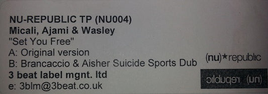 Micali, Ajami & Wasley : Set You Free (12", TP, W/Lbl)