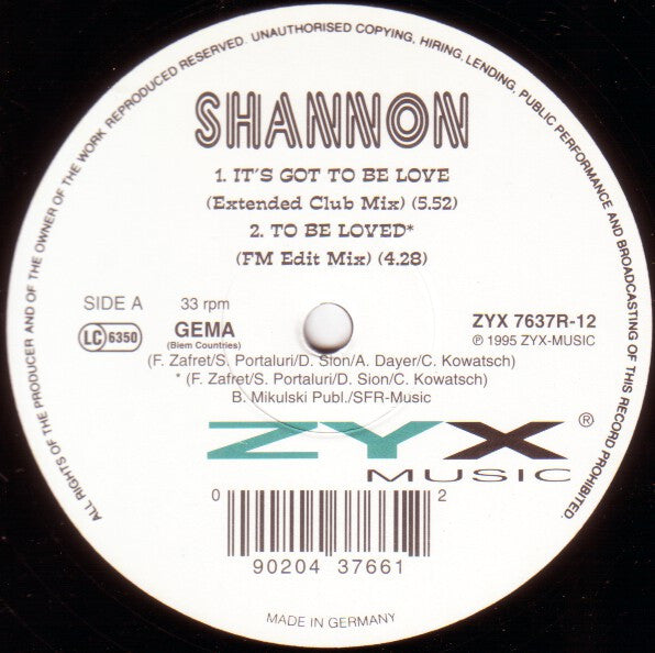 Shannon : It's Got To Be Love (The Joy Foundation Remixes) (12")