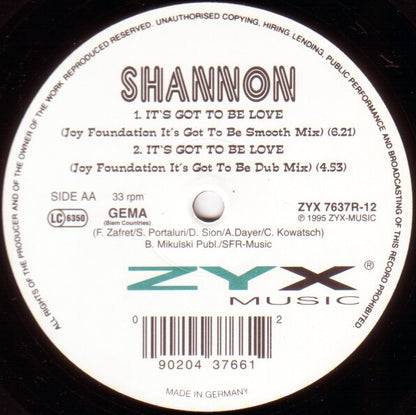 Shannon : It's Got To Be Love (The Joy Foundation Remixes) (12")