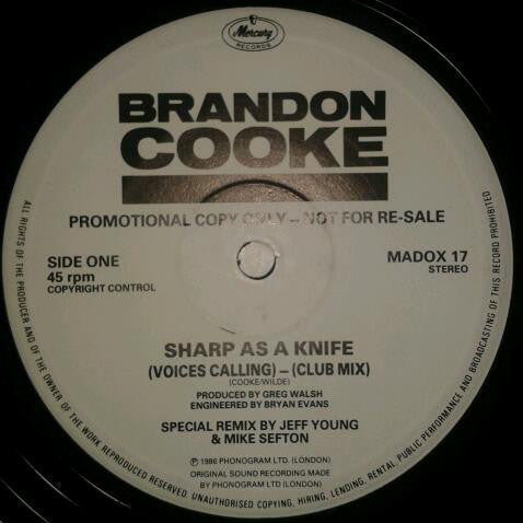 Brandon Cooke : Sharp As A Knife (Voices Calling) (12", Promo)