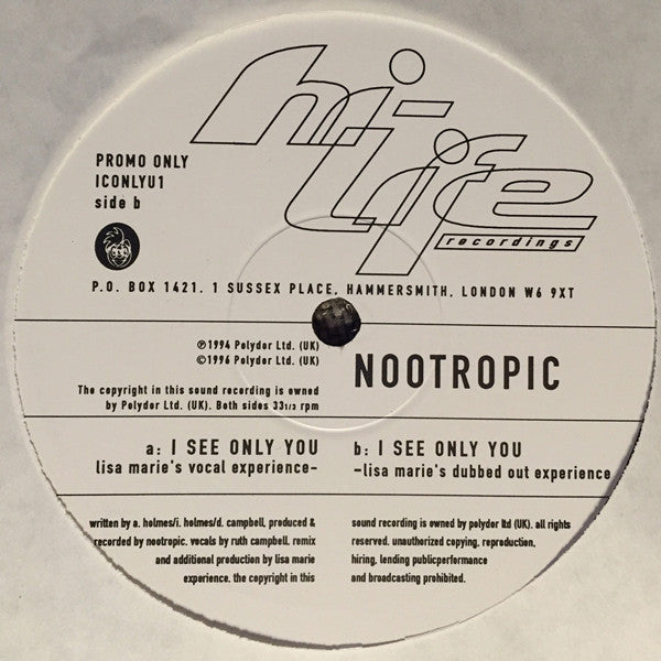 Nootropic : I See Only You (2x12", Promo)