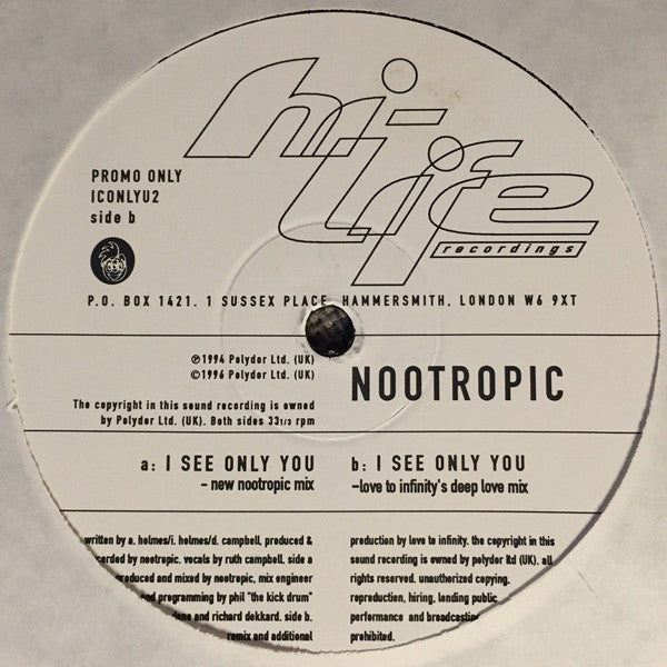 Nootropic : I See Only You (2x12", Promo)