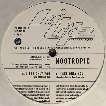 Nootropic : I See Only You (2x12", Promo)