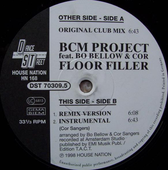 BCM Project Feat. Bo Bellow* & Cor* : Floorfiller (12")