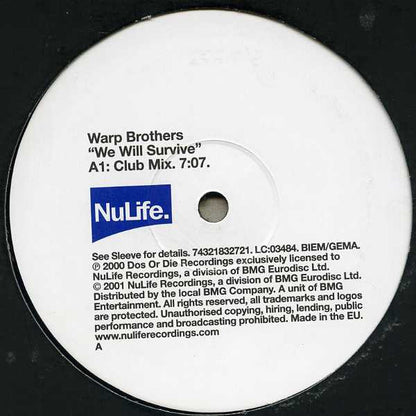 Warp Brothers : We Will Survive (12")