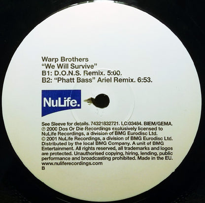 Warp Brothers : We Will Survive (12")