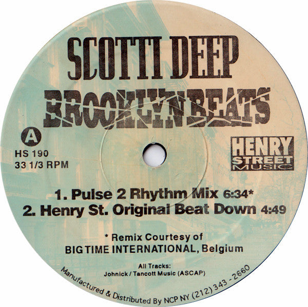 Scotti Deep : Brooklyn Beats Import Mixes (12")