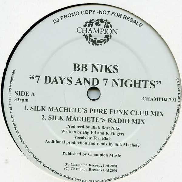 BB Niks* : 7 Days And 7 Nights (2x12", Promo)