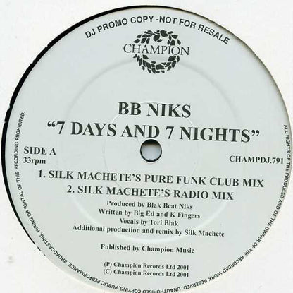 BB Niks* : 7 Days And 7 Nights (2x12", Promo)
