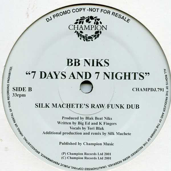 BB Niks* : 7 Days And 7 Nights (2x12", Promo)