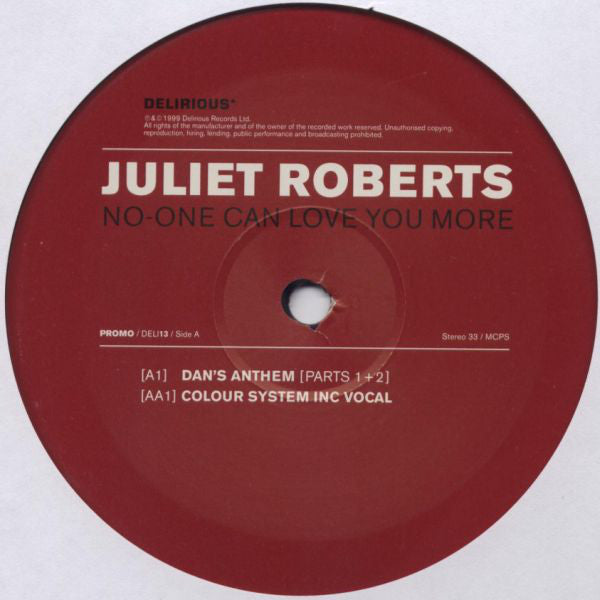 Juliet Roberts : No One Can Love You More (12", Promo)
