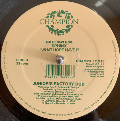 Sphinx : What Hope Have I (Remix) (12", Single)