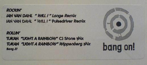 Ian Van Dahl / Tukan : Will I / Light A Rainbow (12", Comp, W/Lbl)