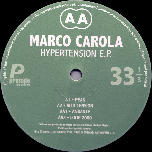 Marco Carola : Hypertension E.P. (12", EP)