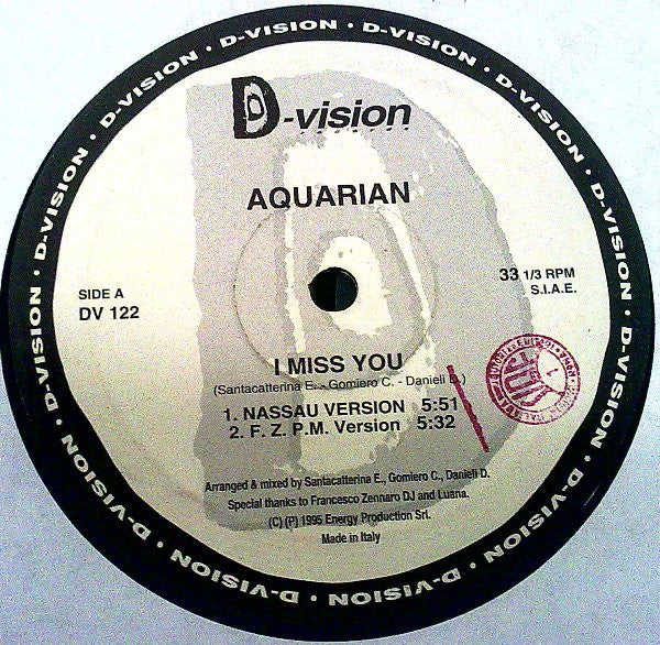 Aquarian (2) : I Miss You (12")
