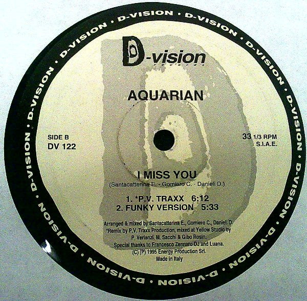 Aquarian (2) : I Miss You (12")