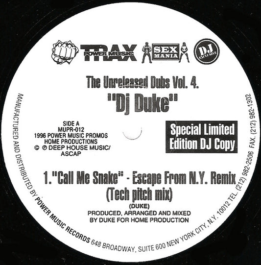 DJ Duke : The Unreleased Dubs Vol. 4 (12", Ltd)