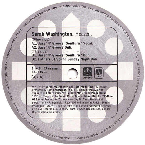 Sarah Washington : Heaven (12", Rec)