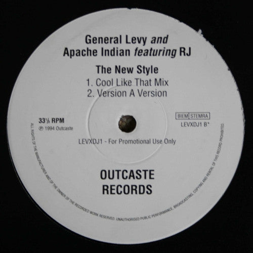 General Levy & Apache Indian : The New Style (12", Promo)