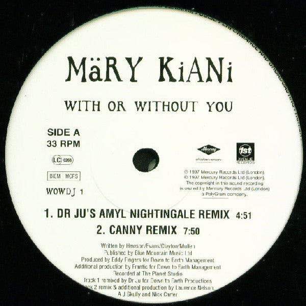 Märy Kiani* : With Or Without You (12", Promo)