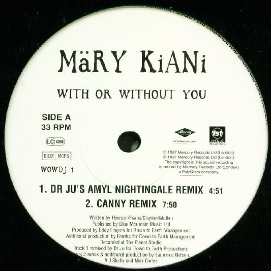 Märy Kiani* : With Or Without You (12", Promo)