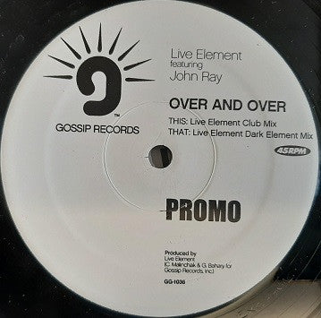 Live Element Featuring John Ray : Over And Over (12", Promo)