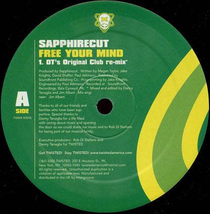 Sapphirecut : Free Your Mind (12", Single)