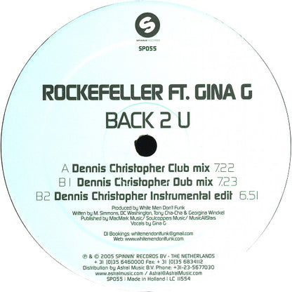 Rockefeller Ft. Gina J : Back 2 U (12")